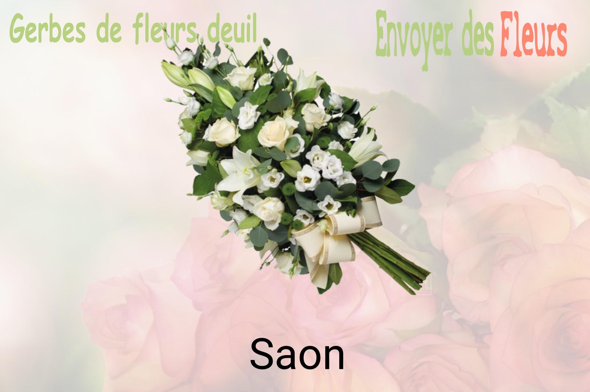 Gerbe de fleurs de deuil livrée à Saon